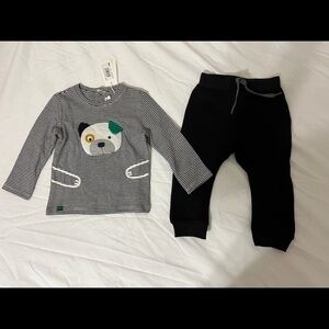 NEW Catamini Boys 2pc Set Adorable Dog Long Sleeve And Pants 18 M Months